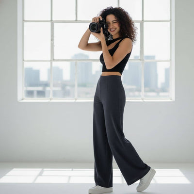 THICK in Night Blue Denim High Waist Wide Leg Trousers