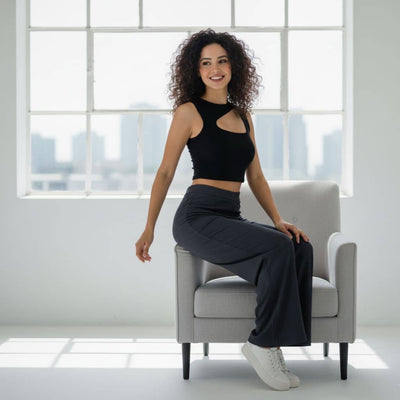 THICK in Night Blue Denim High Waist Wide Leg Trousers