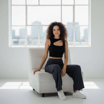 THICK in Night Blue Denim High Waist Wide Leg Trousers