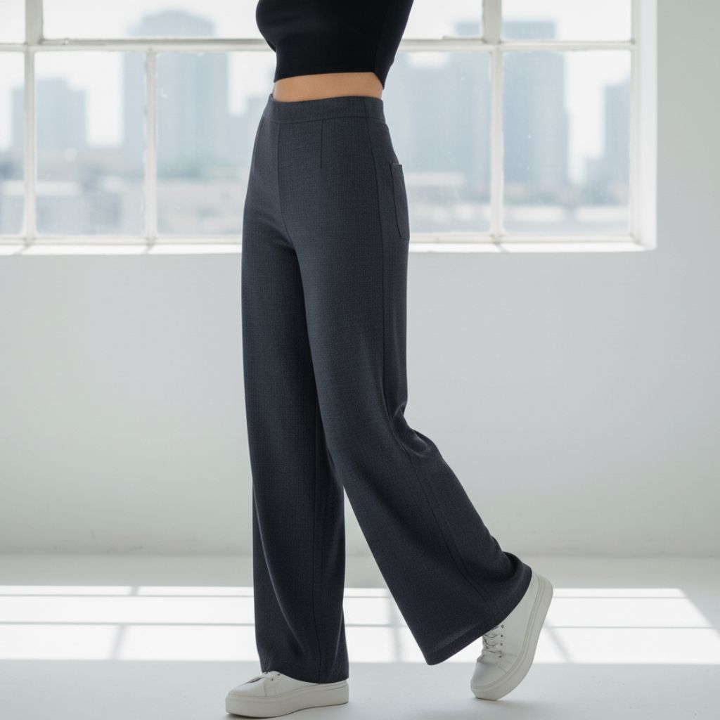 THICK in Night Blue Denim High Waist Wide Leg Trousers