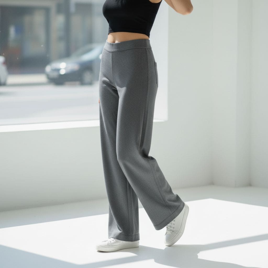 THICK in Shades of Grey Denim High Waist Wide Leg Trousers