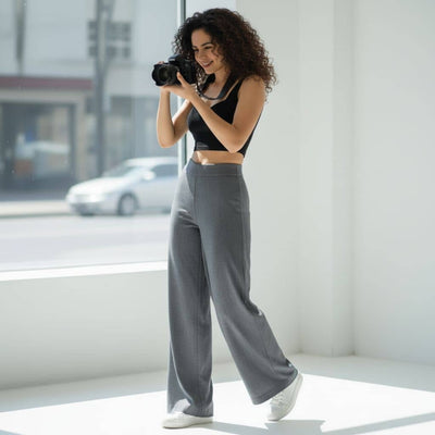 THICK in Shades of Grey Denim High Waist Wide Leg Trousers