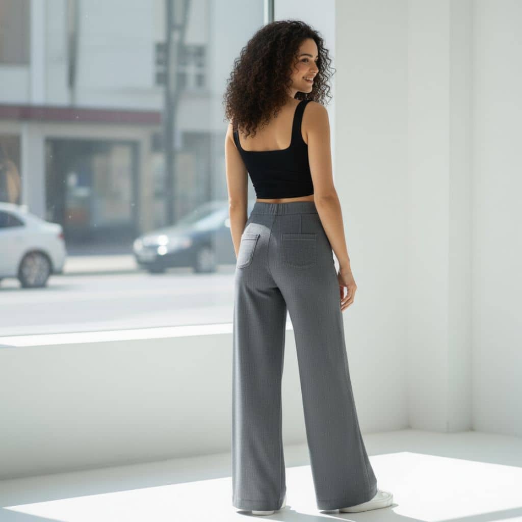 THICK in Shades of Grey Denim High Waist Wide Leg Trousers