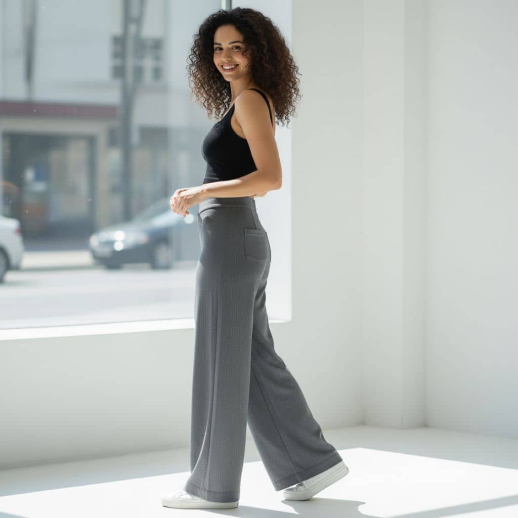 THICK in Shades of Grey Denim High Waist Wide Leg Trousers