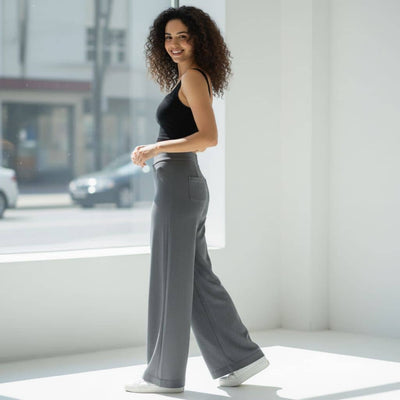THICK in Shades of Grey Denim High Waist Wide Leg Trousers