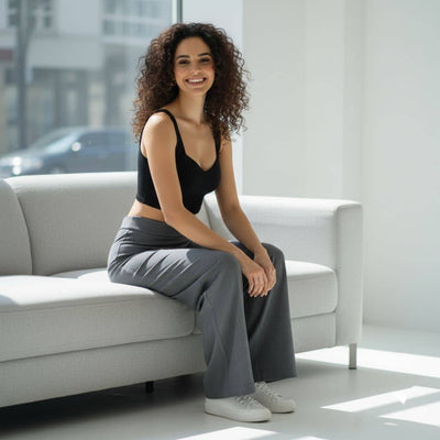 THICK in Shades of Grey Denim High Waist Wide Leg Trousers