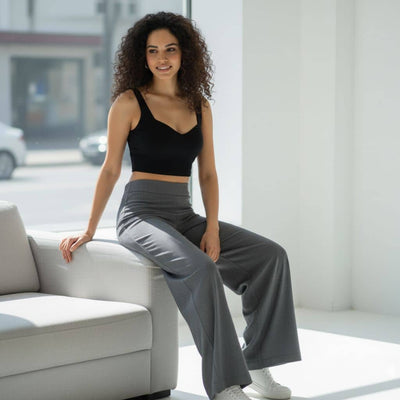 THICK in Shades of Grey Denim High Waist Wide Leg Trousers