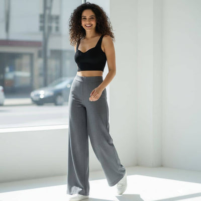 THICK in Shades of Grey Denim High Waist Wide Leg Trousers