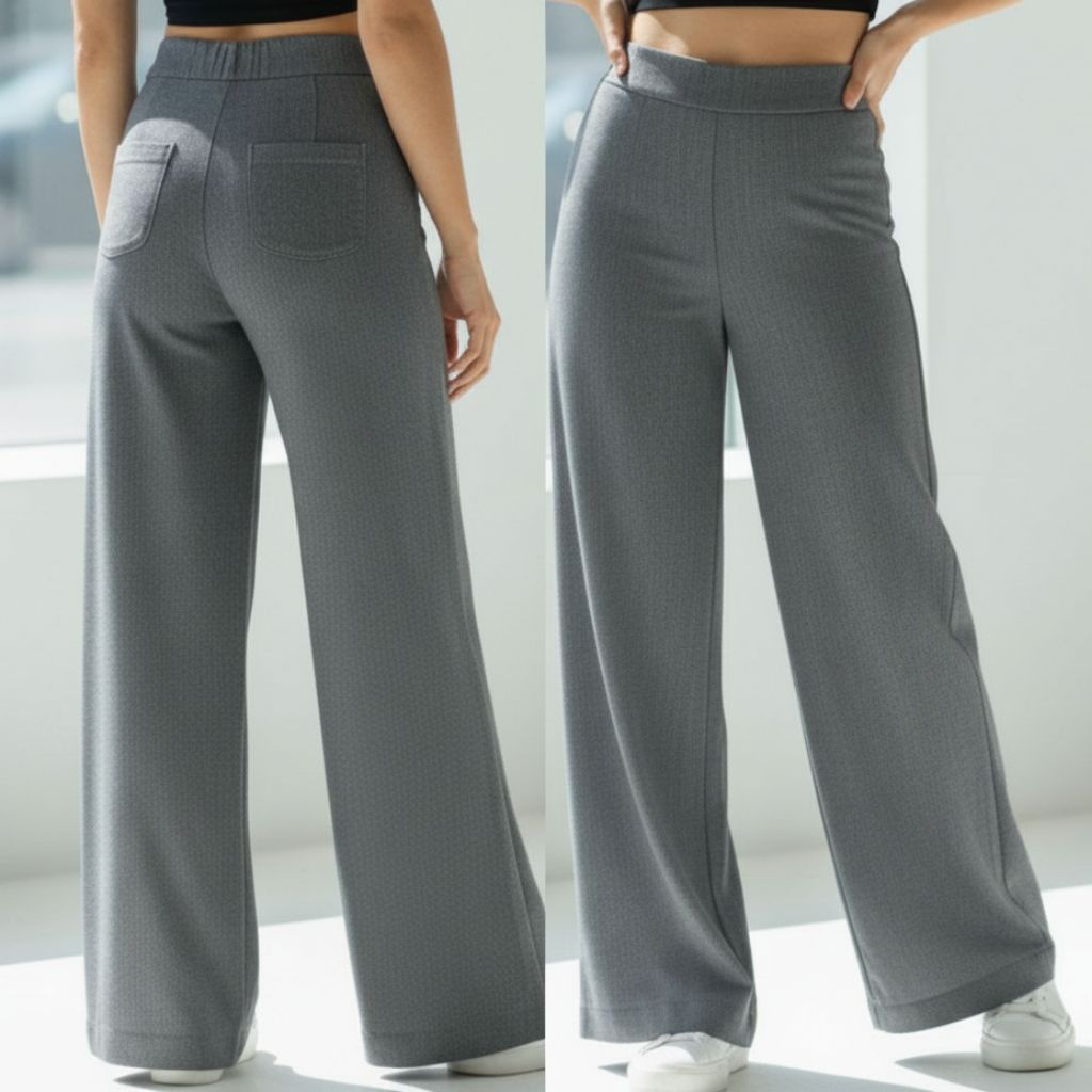 THICK in Shades of Grey Denim High Waist Wide Leg Trousers