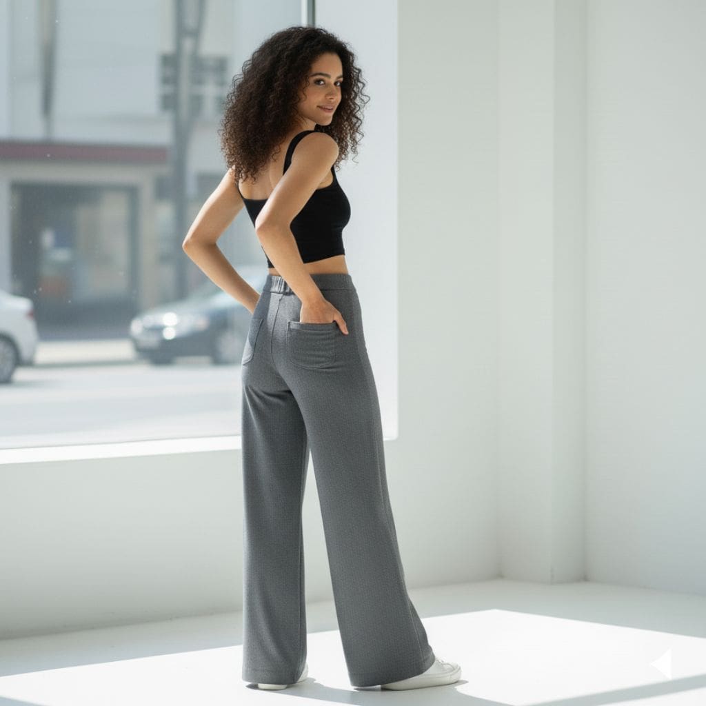 THICK in Shades of Grey Denim High Waist Wide Leg Trousers