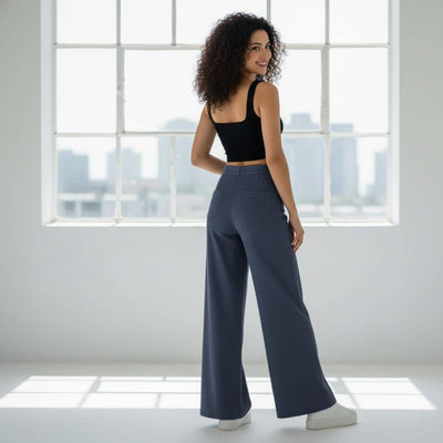 THICK in Midnight Blue Denim High Waist Wide Leg Trousers