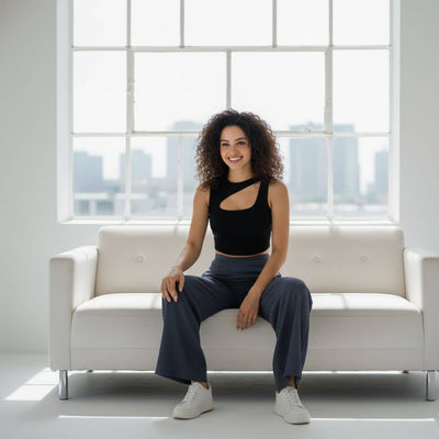 THICK in Midnight Blue Denim High Waist Wide Leg Trousers