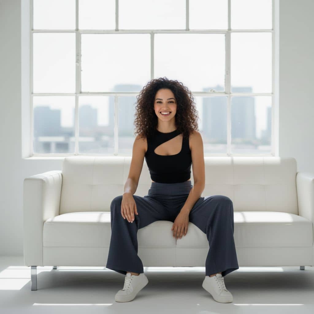 THICK in Midnight Blue Denim High Waist Wide Leg Trousers