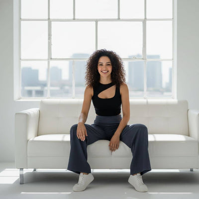 THICK in Midnight Blue Denim High Waist Wide Leg Trousers