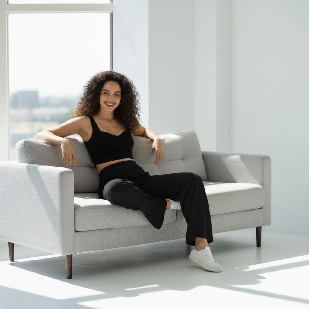 THICK in Black Poplin High Waist Wide Leg Trousers