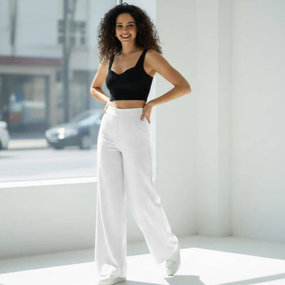 THICK in White Denim High Waist Wide Leg Trousers