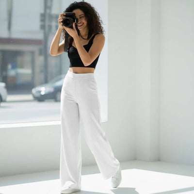 THICK in White Denim High Waist Wide Leg Trousers