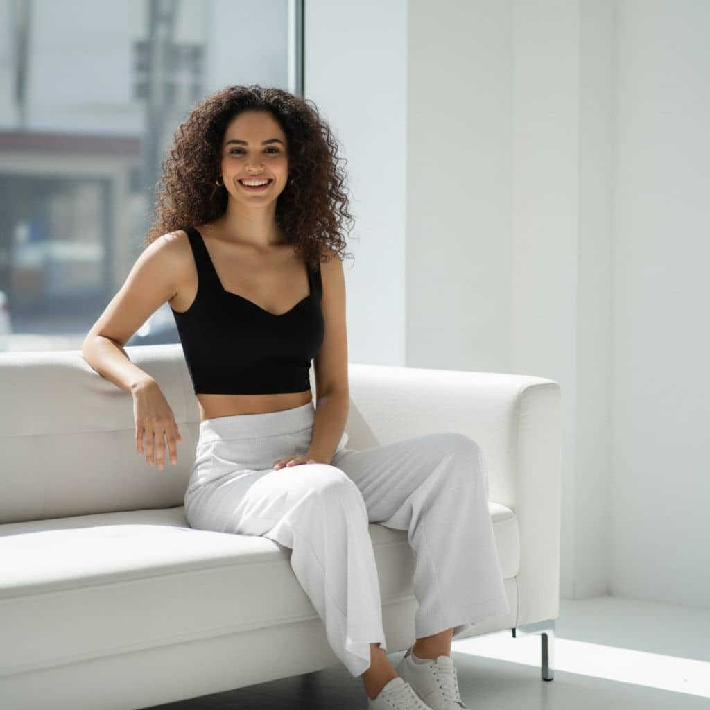 THICK in White Denim High Waist Wide Leg Trousers