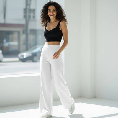 THICK in White Denim High Waist Wide Leg Trousers
