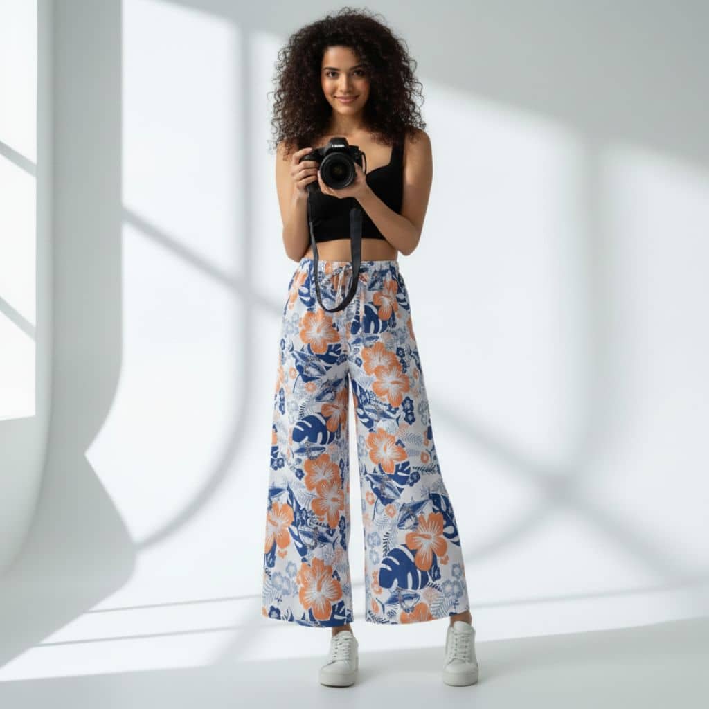The Hibiscus Floral Cotton Poplin Wide Leg Pant