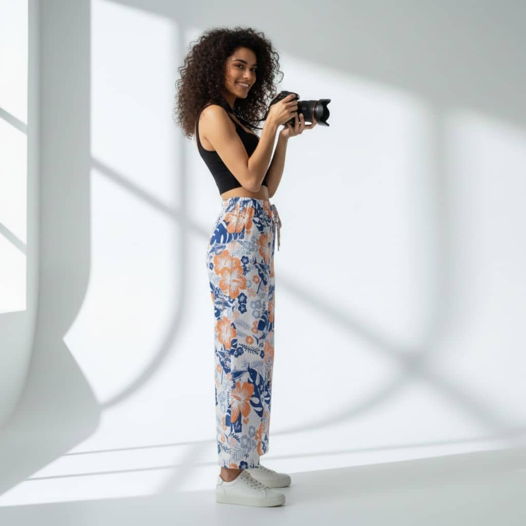 The Hibiscus Floral Cotton Poplin Wide Leg Pant