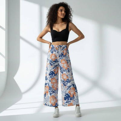 The Hibiscus Floral Cotton Poplin Wide Leg Pant