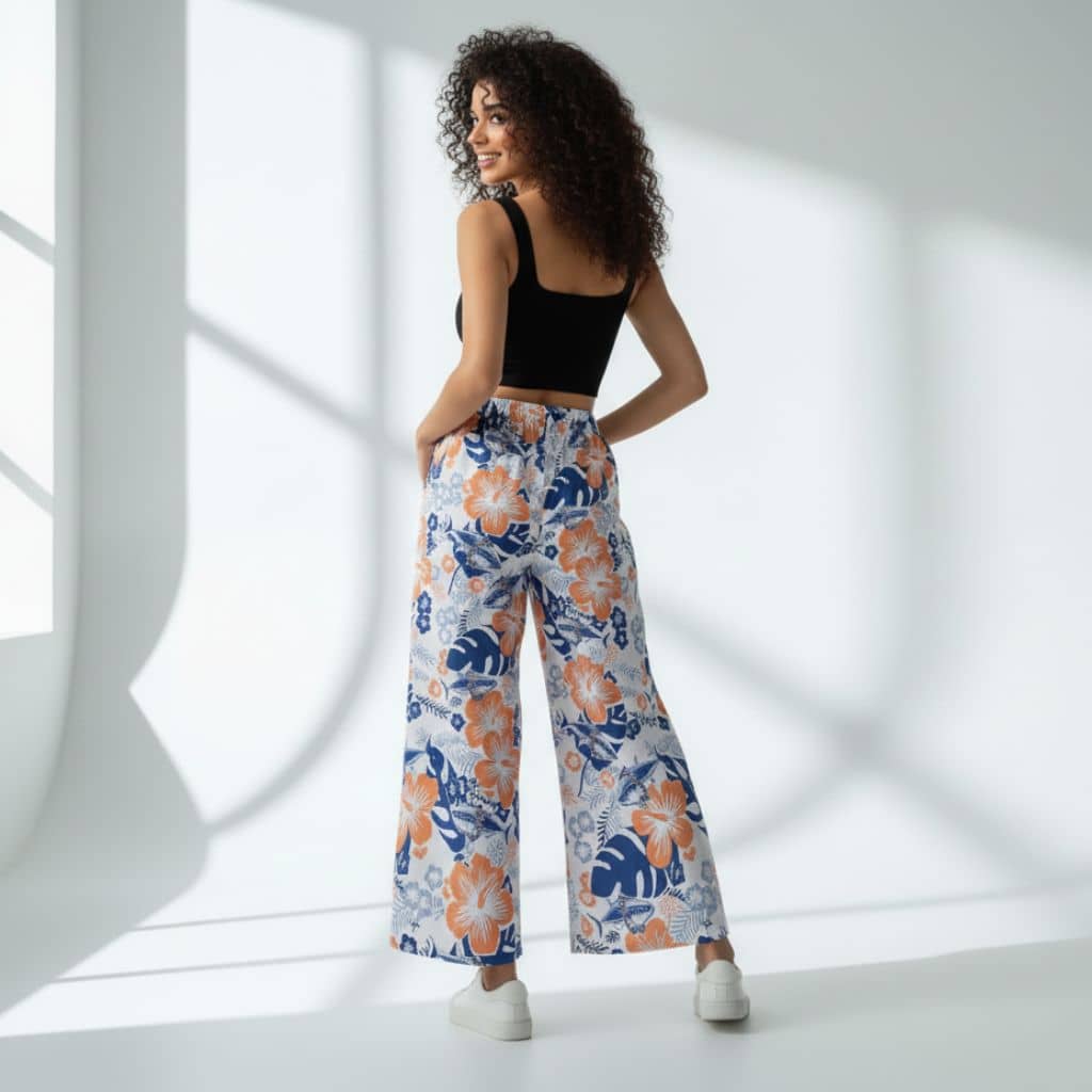 The Hibiscus Floral Cotton Poplin Wide Leg Pant