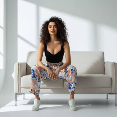 The Hibiscus Floral Cotton Poplin Wide Leg Pant