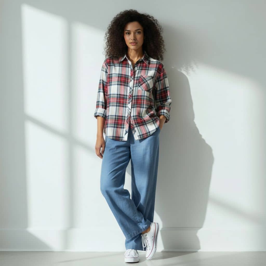 The Classic Red & Ivory Plaid Cotton Shirt