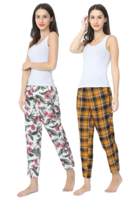 The Tropical Hibiscus & Checked Women PJ Pant ( Pack of 2 )