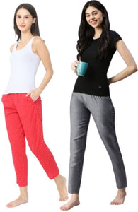 The Hunter Redilicious Polka & Grey Solid Women PJ Pant (Pack of 2 )
