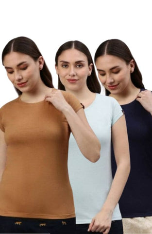 The Crew Neck T-Shirt For Women Combo Set ( Pack of 3 )