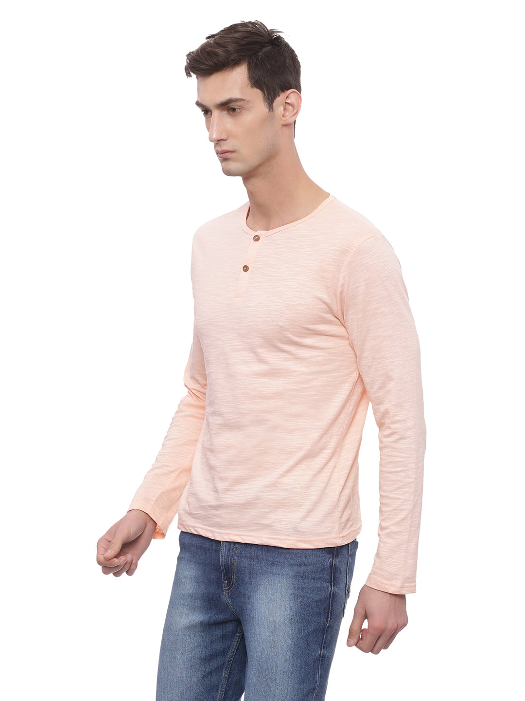 The Long Sleeve Coral Pink Henley