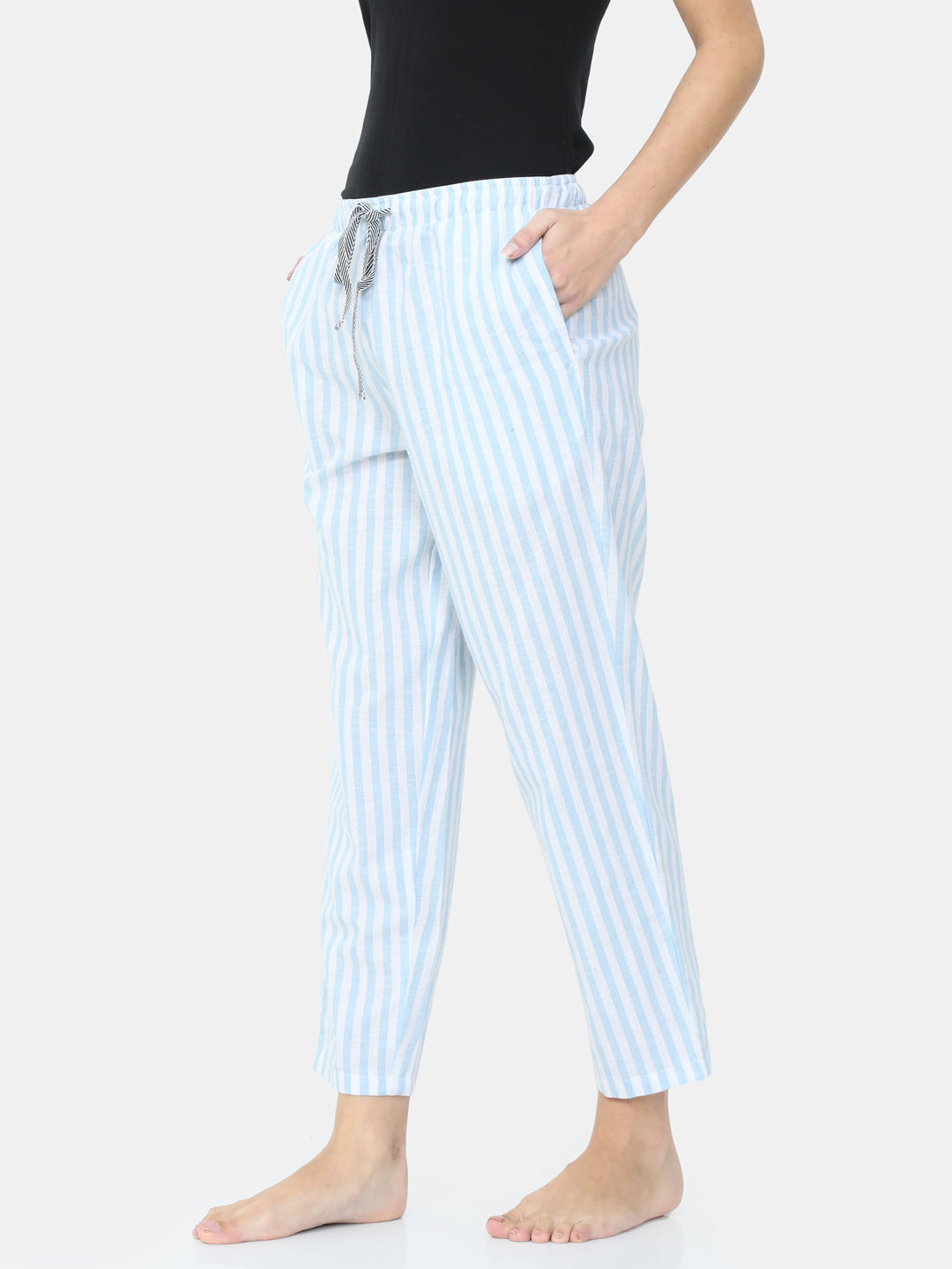 The Blooming Blue Stripes Women PJ Pant