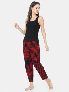 The Red And Black Checks Digital Women PJ Pant