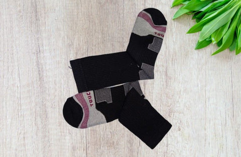 Floral Dress Calf Socks - White Black