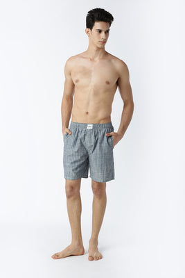 Bareblow Linen Boxers in Grey and White Stripes
