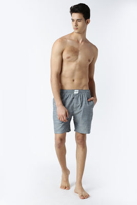 Bareblow Linen Boxers in Grey and White Stripes