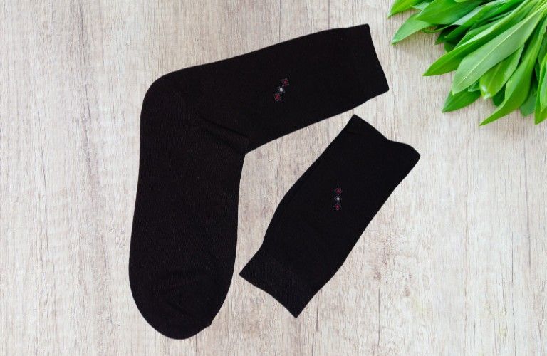 Merino Tie Dye Calf Socks - Black
