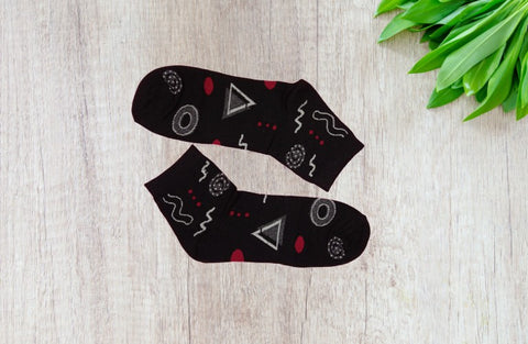 Golf Ankle Socks Caddie - Black Red