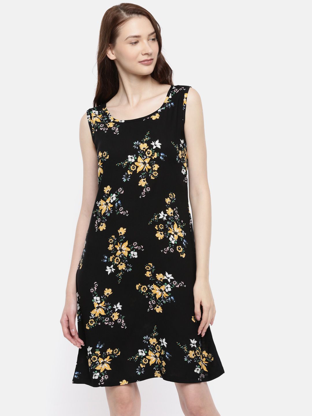 The Black Printed WFH A-Line Dress