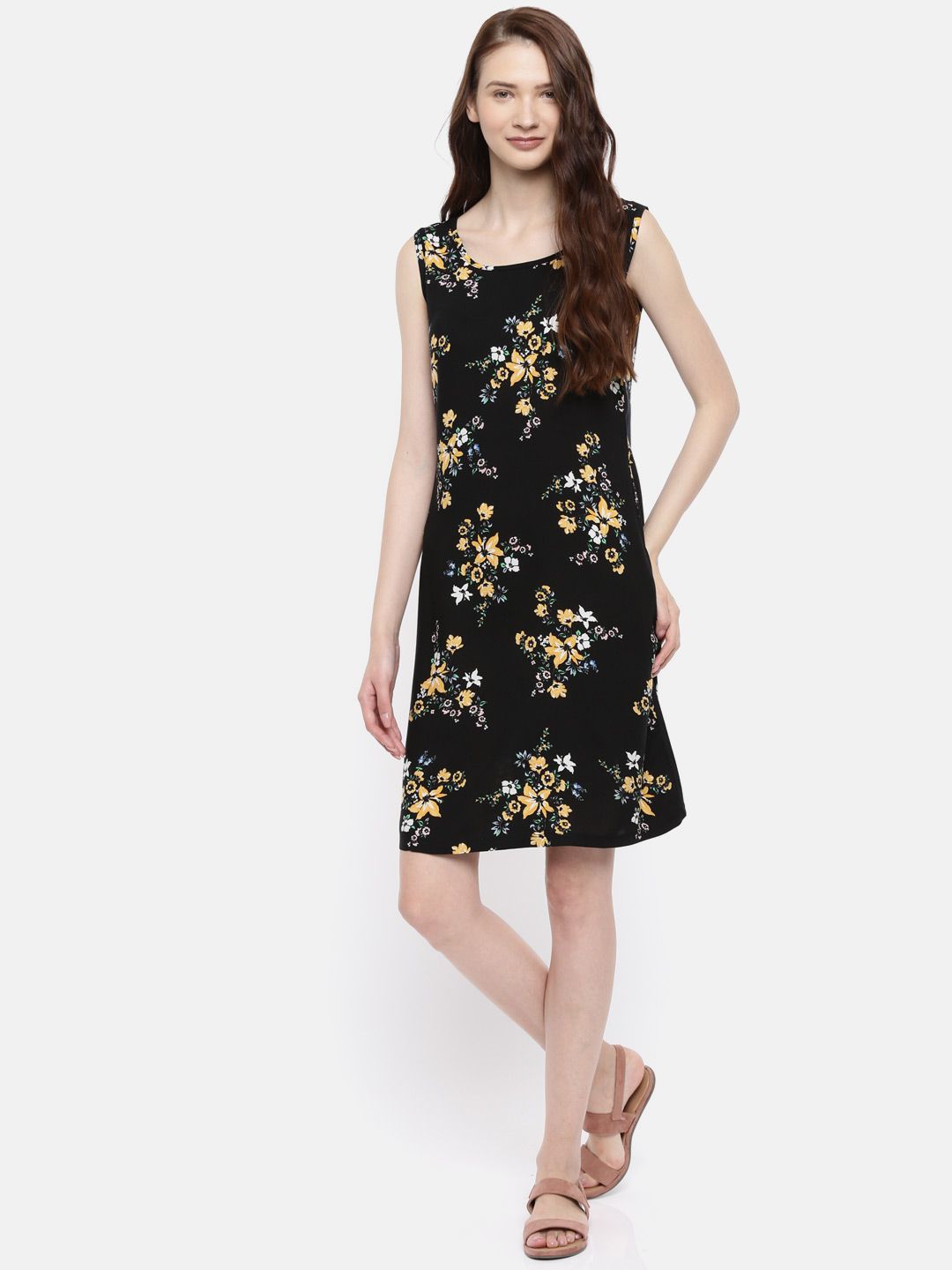 The Black Printed WFH A-Line Dress