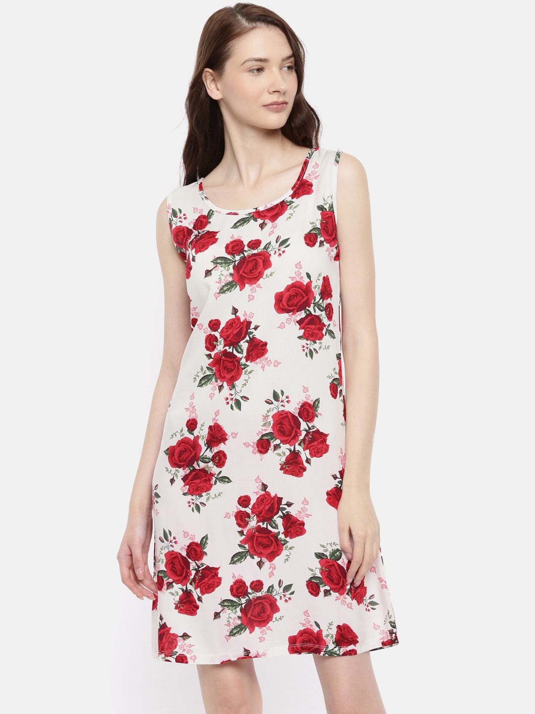 The White & Red Printed Summer Sheath Dress