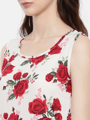 The White & Red Printed Summer Sheath Dress