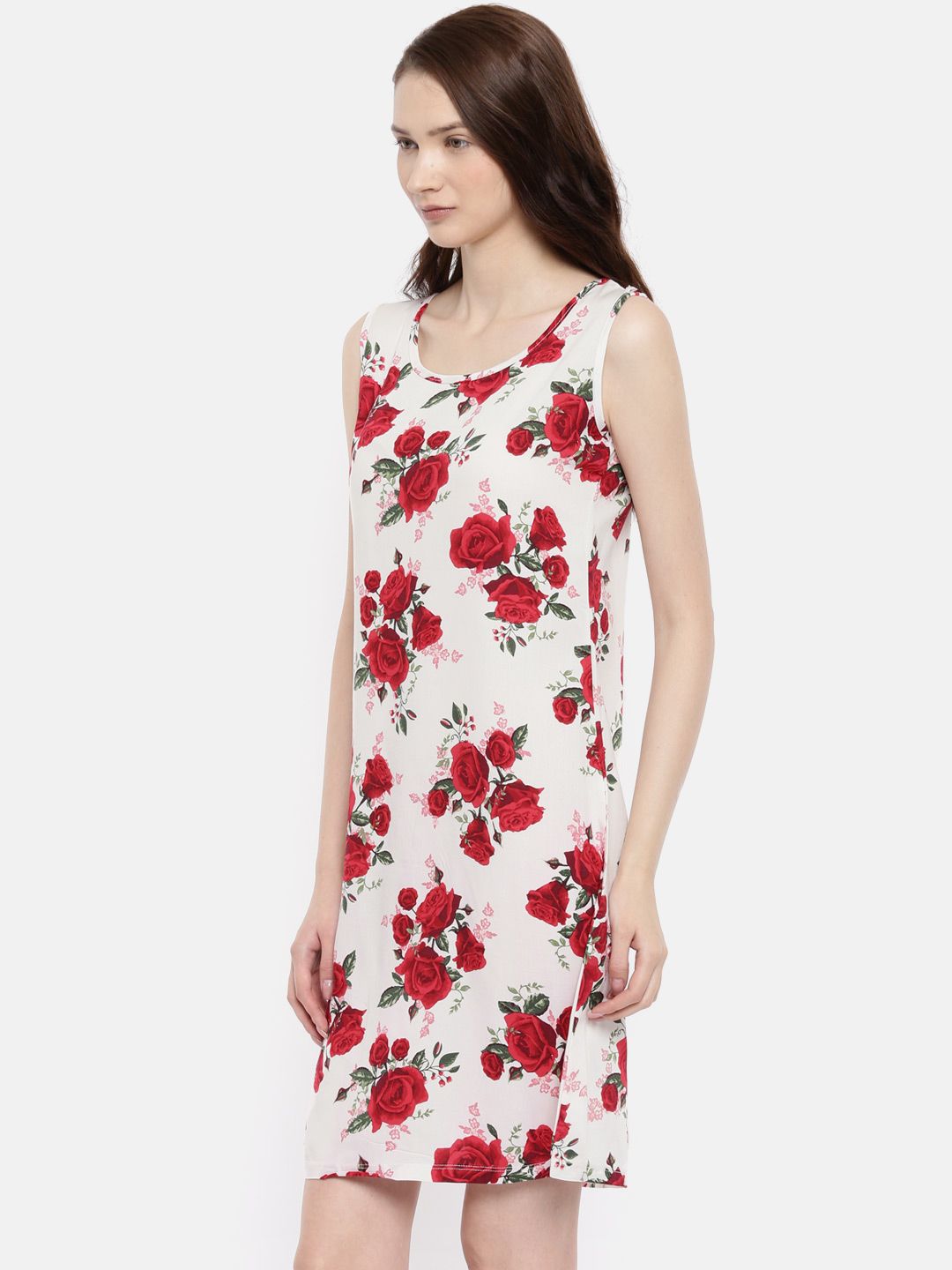 The White & Red Printed Summer Sheath Dress