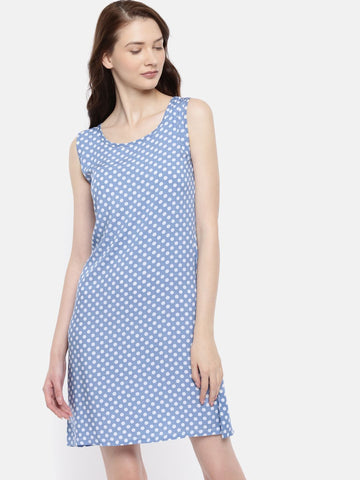 The Blue & White Printed WFH A-Line Dress