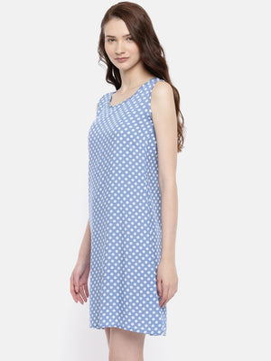 The Blue & White Printed WFH A-Line Dress