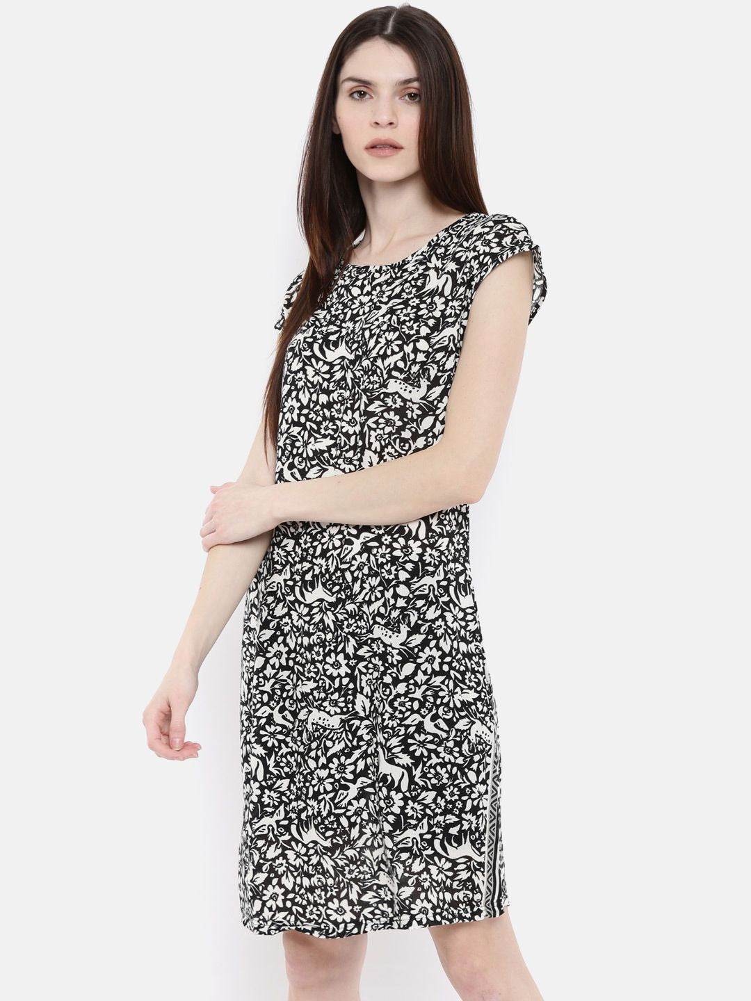 The Black Printed WFH A-Line Dress