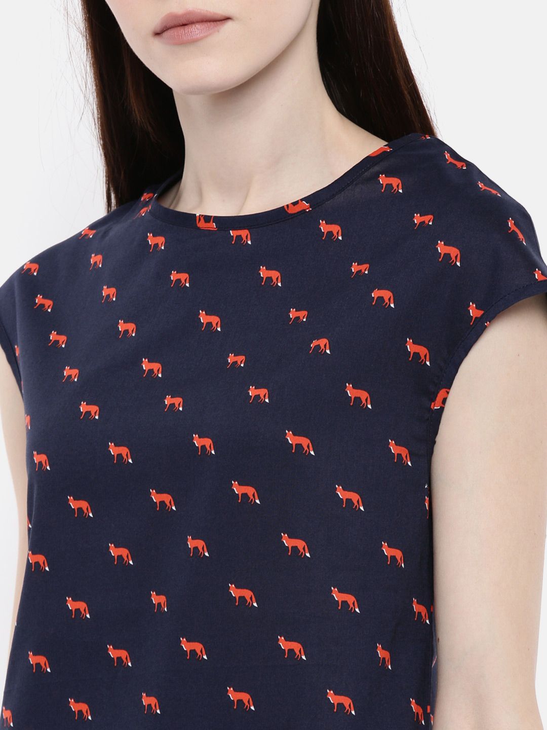 The Navy & Red Printed WFH A-Line Dress